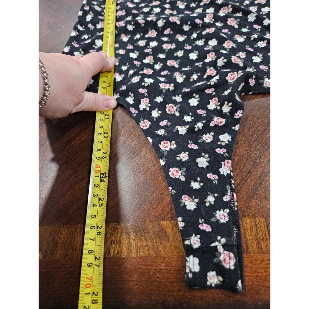 PINK Victoria’s Secret Dark Floral Bodysuit Long Sleeve Black Pink Women’s M - Picture 4 of 5